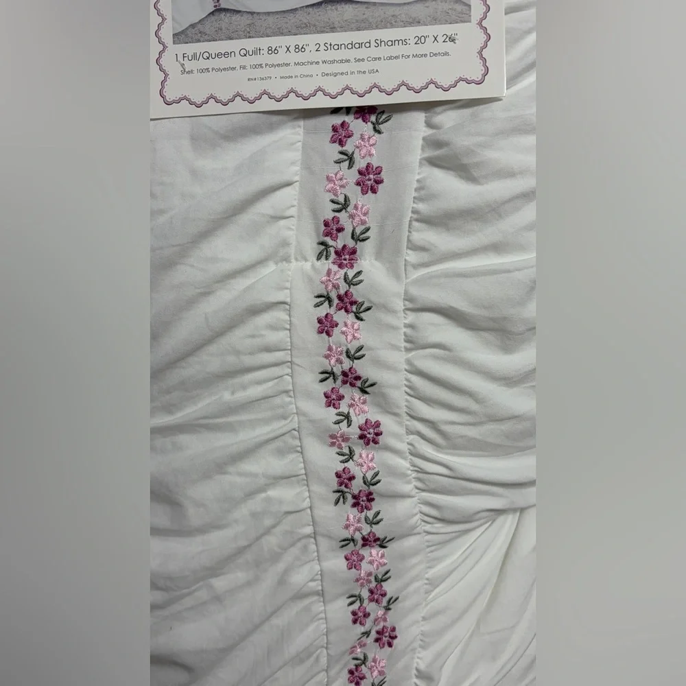 Gunne Sax White Duvet Cover with Floral Accents Vintage Inspired HTF - Picture 2 of 7